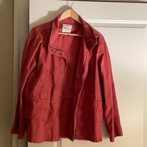 Dusty Red Cotton Utility Jacket